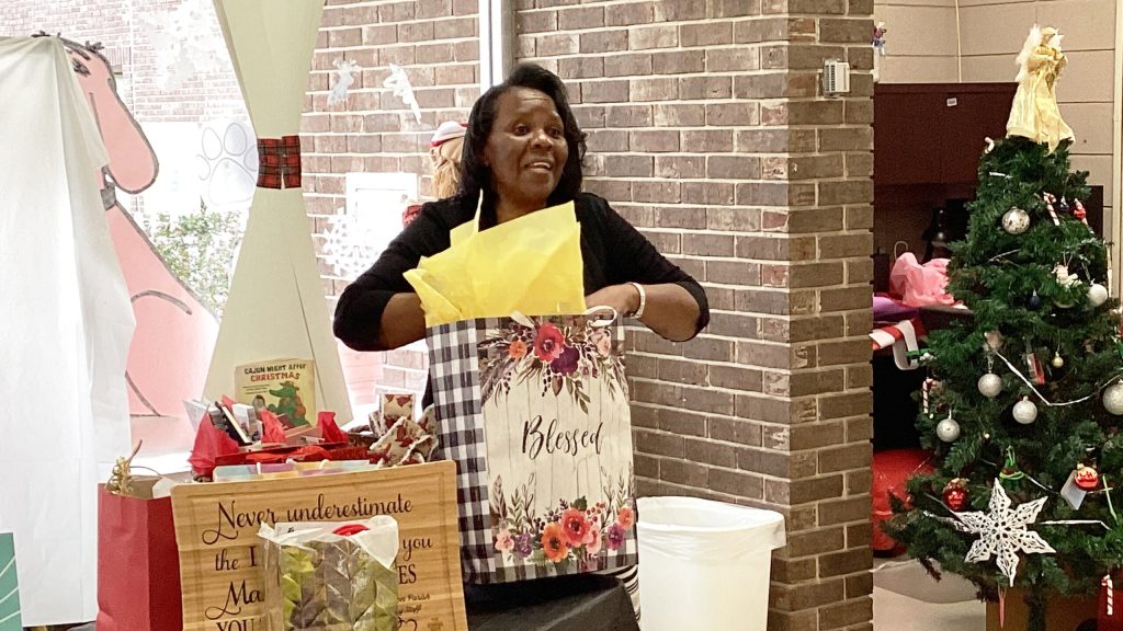 Mrs. Etta Magee at her retirement party.
